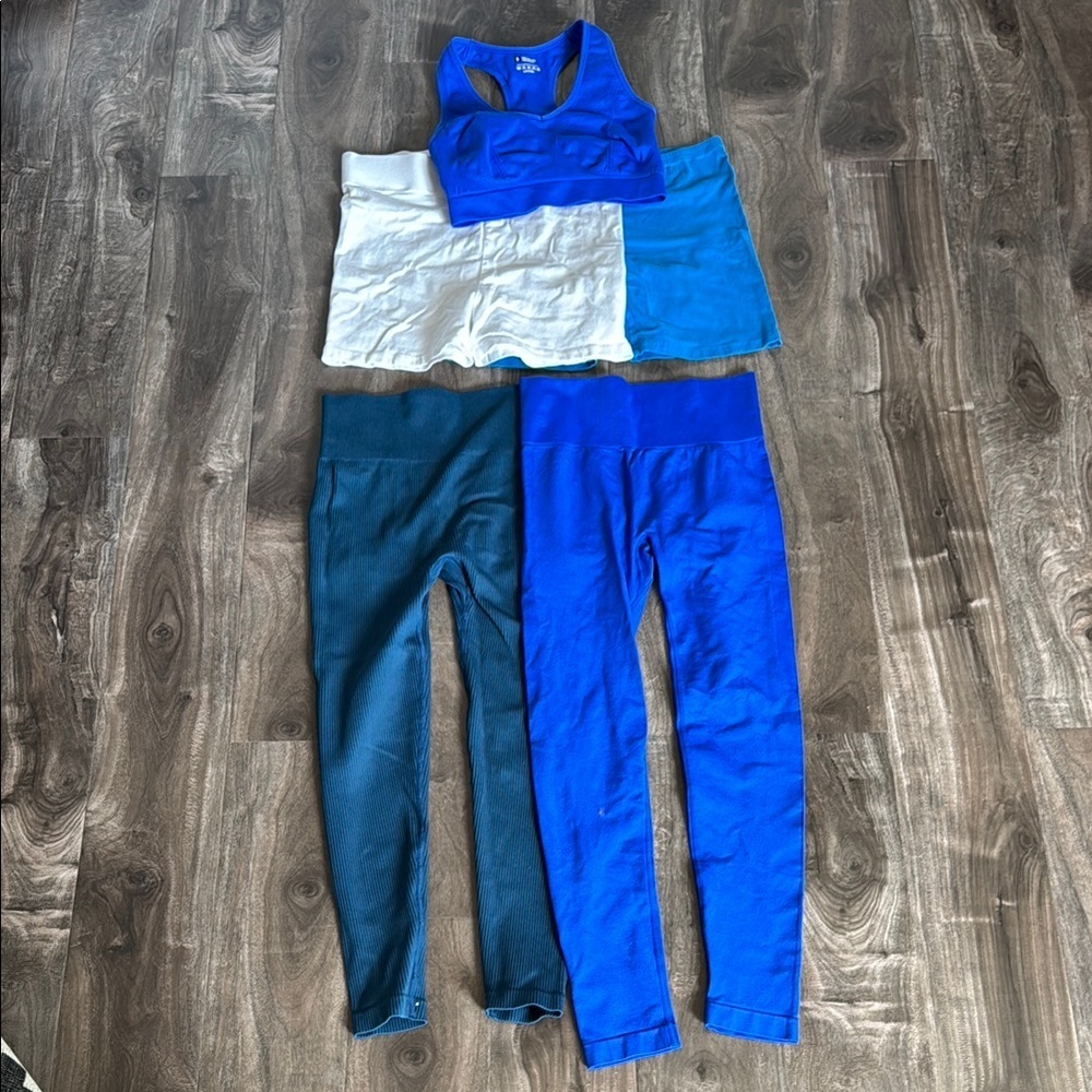 Blue and White Activewear Set